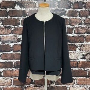 Gibson Blazer Jacket Zip Front Black Layered Size Large